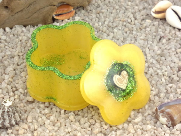 Yellow Flower Trinket box with lid