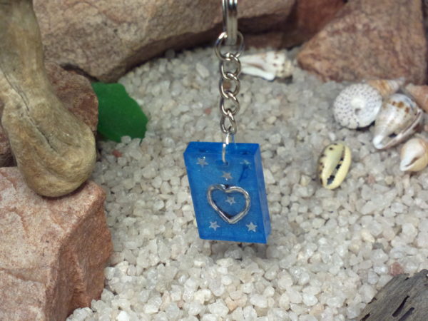 Rectangle – Blue with Heart charm