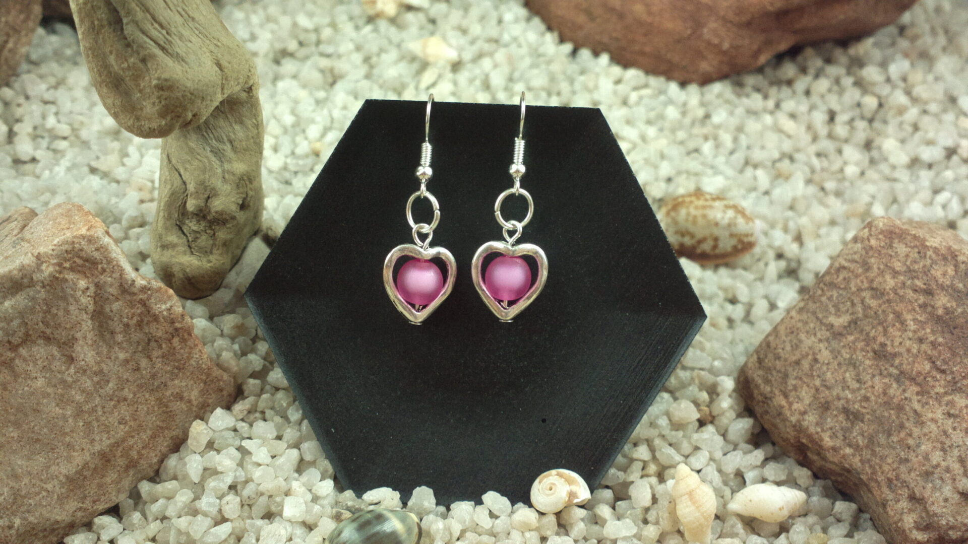 Pink heart earrings