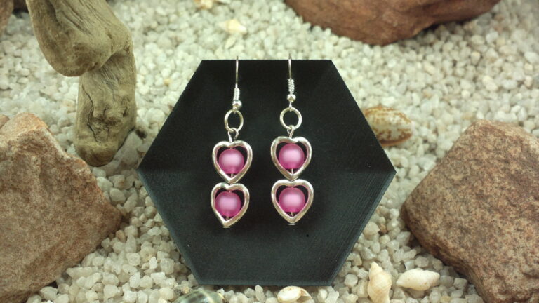 Double Pink heart earrings