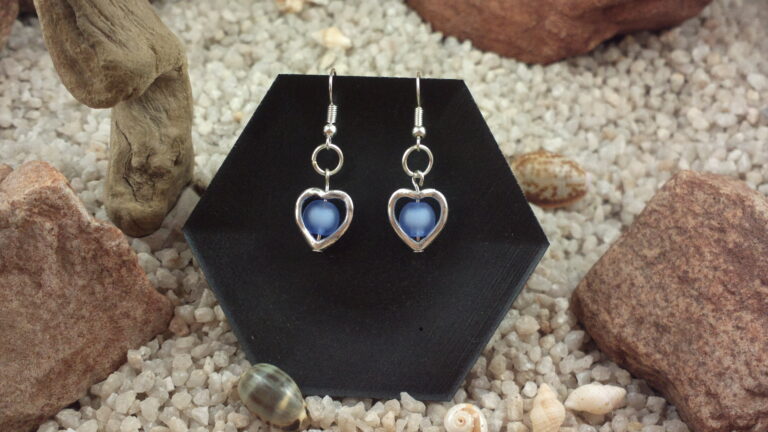 Blue heart earrings