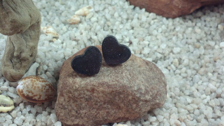 Black Granite Heart studs