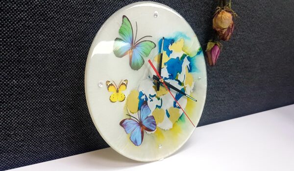 White Butterfly Spring wall clock
