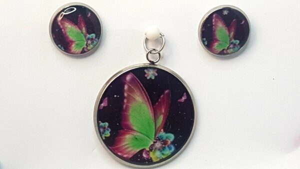 Midnight Butterfly – Pendant & Earring set – Large