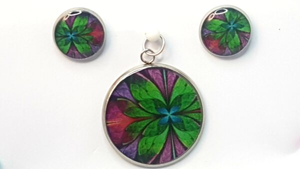 Abstract Flower – Pendant & Earring set – Large