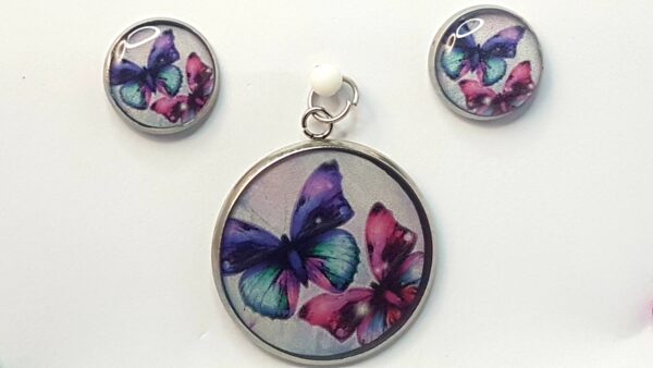 Butterflies – Pendant & Earring set – Large