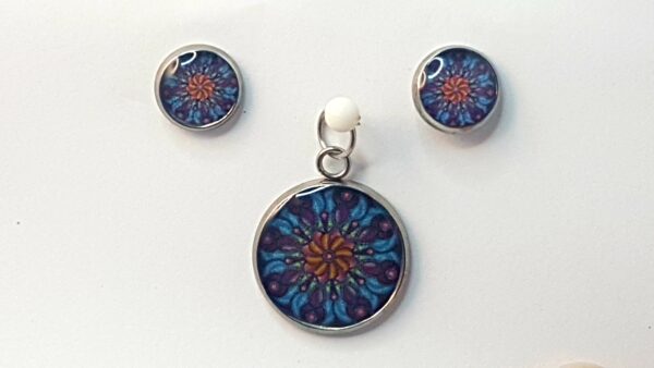 Blue Kaleidoscope – Pendant & Earring set – Small