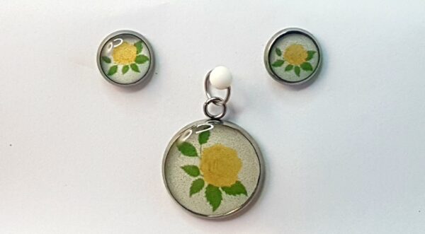 Yellow Rose – Pendant & Earring set – Small