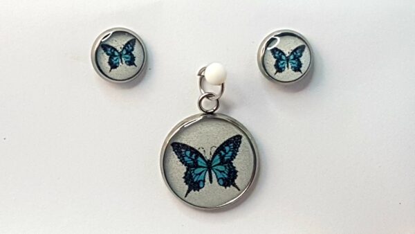 Blue Butterfly – Pendant & Earring set – Small