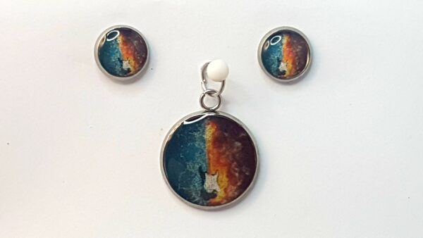 Fire & Ice Guitar – Pendant & Earring set – Small