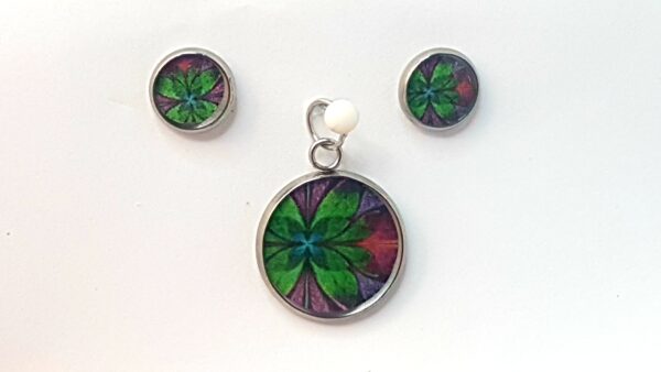 Abstract Flower – Pendant & Earring set – Small