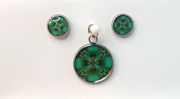 Green Kaleidoscope – Pendant & Earring set – Small