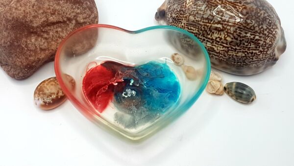 Heart Trinket Bowl – Red, Blue & Silver