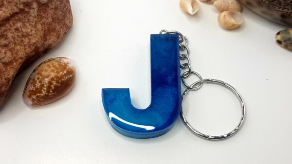 Letter J – Marbled Blue and White