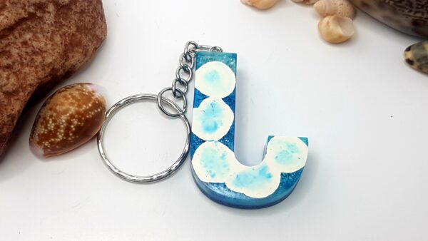 Letter J – Marbled Blue and White