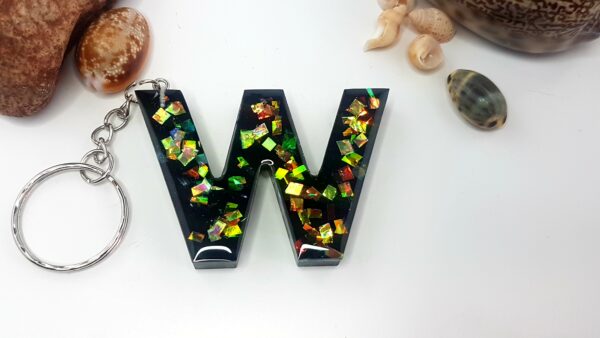 Letter W – Black with Iridescent flakes