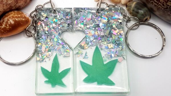 Rectangle His & Hers Set – Marijuana leaves and Abalone shell