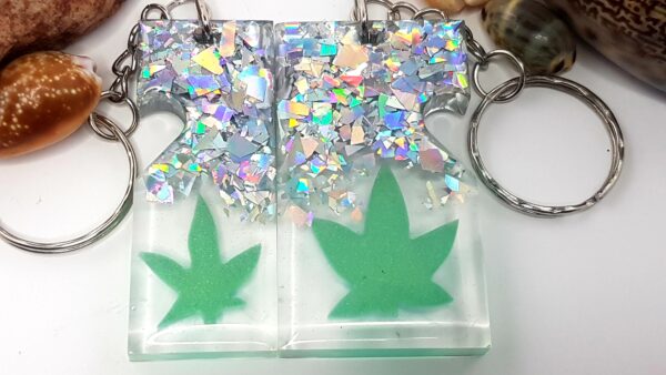 Rectangle His & Hers Set – Marijuana leaves and Abalone shell