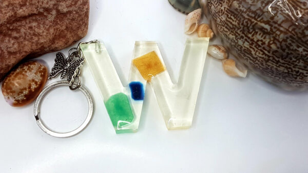 Letter W – Clear with gem stone inlay