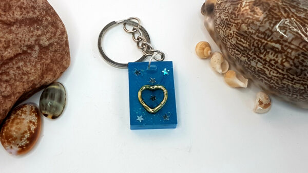 Rectangle – Blue with Heart charm